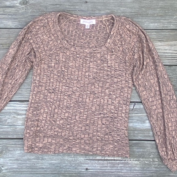 Philosophy sweater brown black with slight puff sleeves - Picture 4 of 12